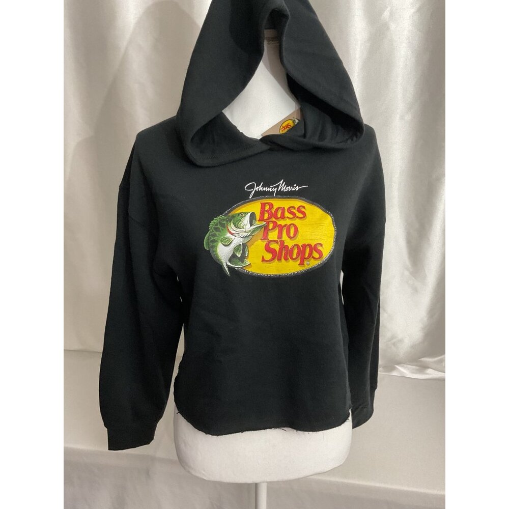 Johnny Morris Bass Pro Shops Womens Black Cropped Hoodie 2XL Cotton Blend Casual